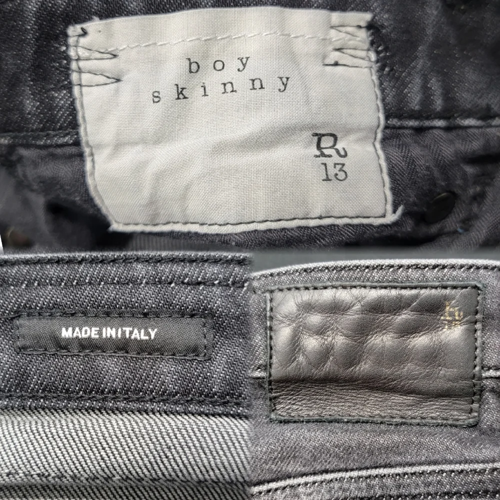 R13 Distressed Boy Skinny Ripped in Black Gray Medium Rise R13W0088 212 Jeans 25 - Picture 13 of 16